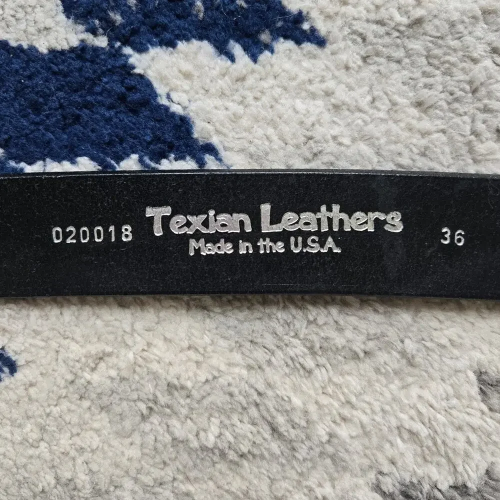 Texian Leathers Black Genuine Leather Belt Size 36 Made in USA
